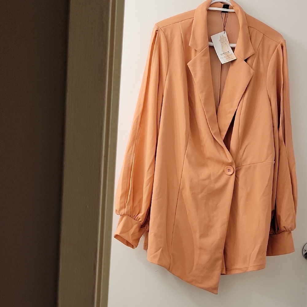 SHEIN Peach Blazer Wrap-Style Romper